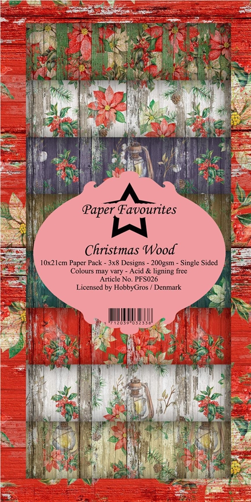 Paper Favourites Slimcard Christmas wood 3x8 design 10x21cm 200g